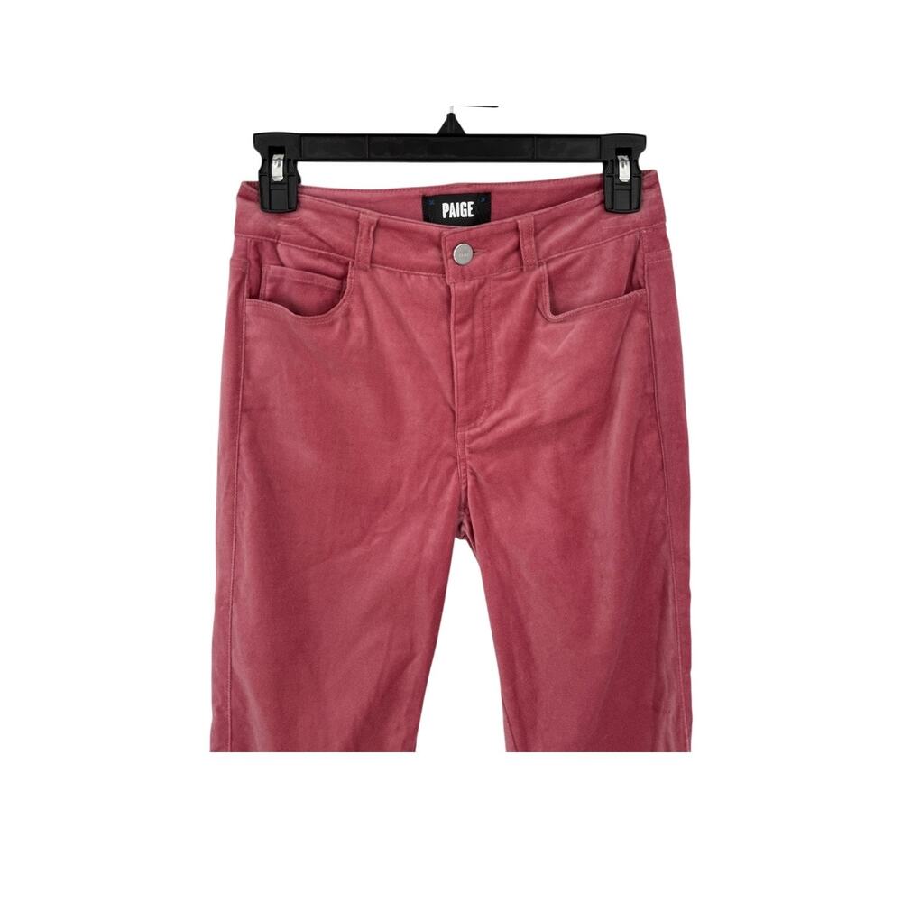 Paige Hoxton cropped Ankle Length high Rise velvet jeans dk pink size 24 - Picture 3 of 7